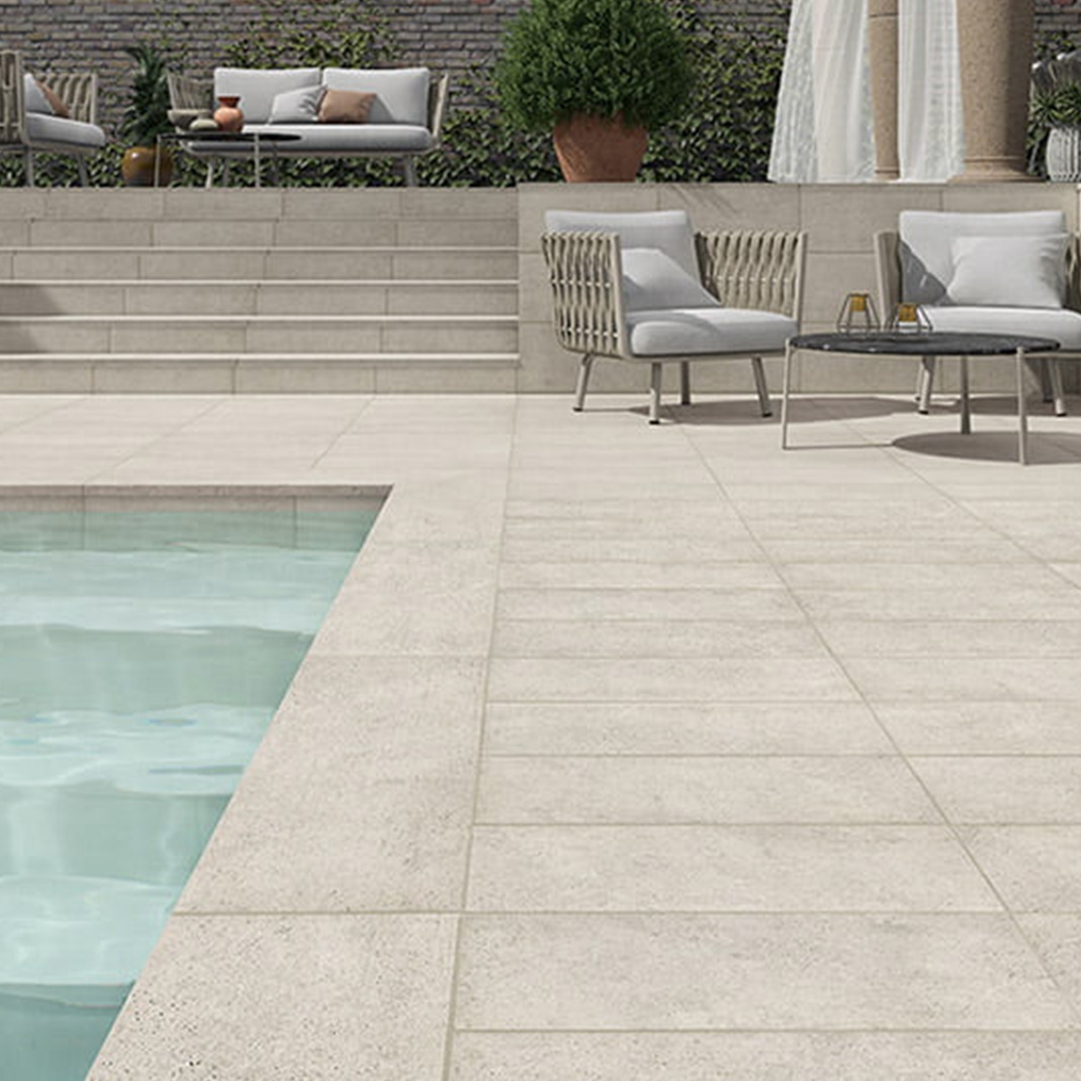 Exterior con Pavimento Anima Luna Antideslizante 30x60