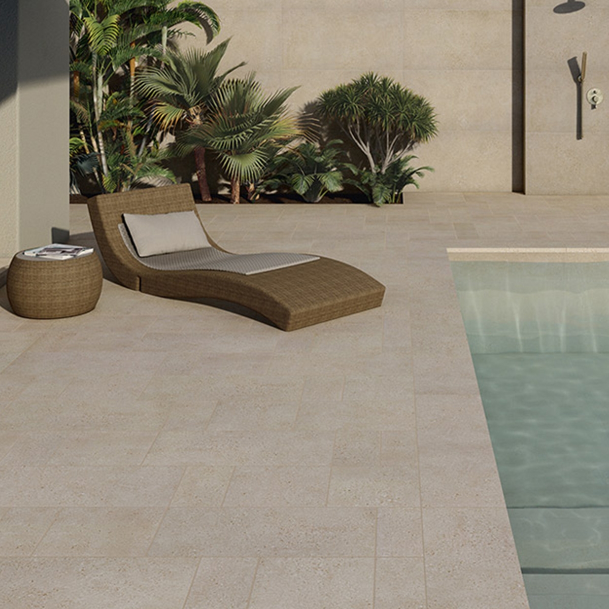 Exterior with Posets Beige Non-slip Pavement 36x36