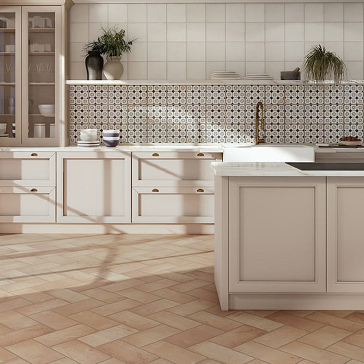 Cocina con Pavimento Fuego Natural 15x30