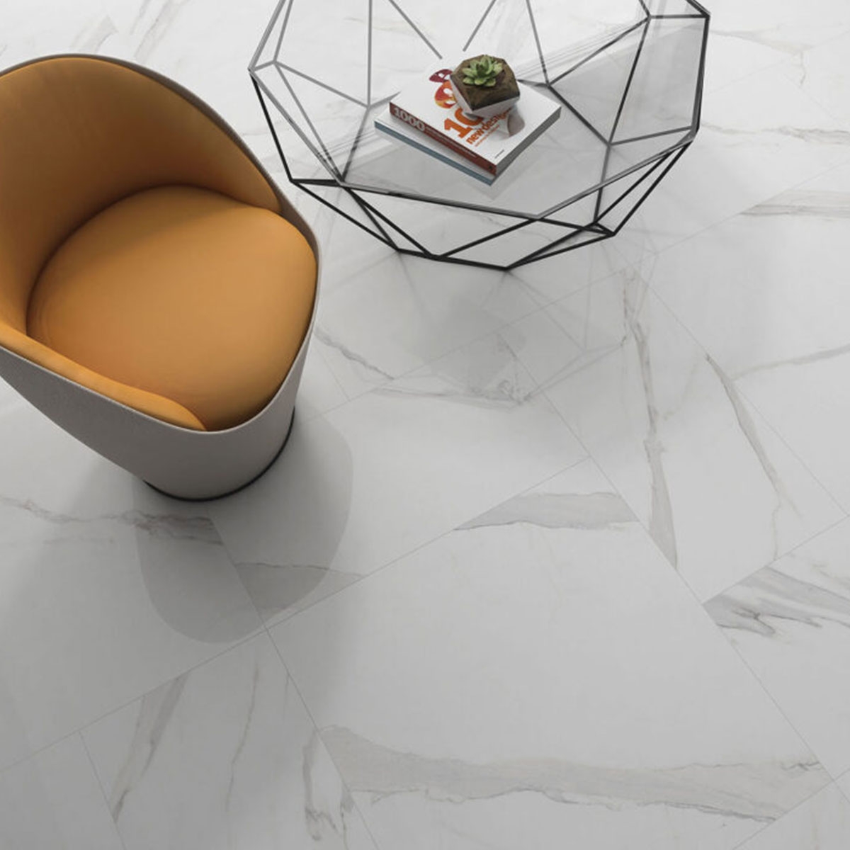 Sala con Pavimento Statuary Blanco 60x60