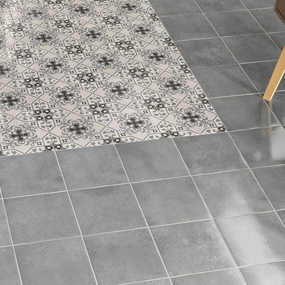 Interior con Pavimento Tabarca Marino 22,5x22,5