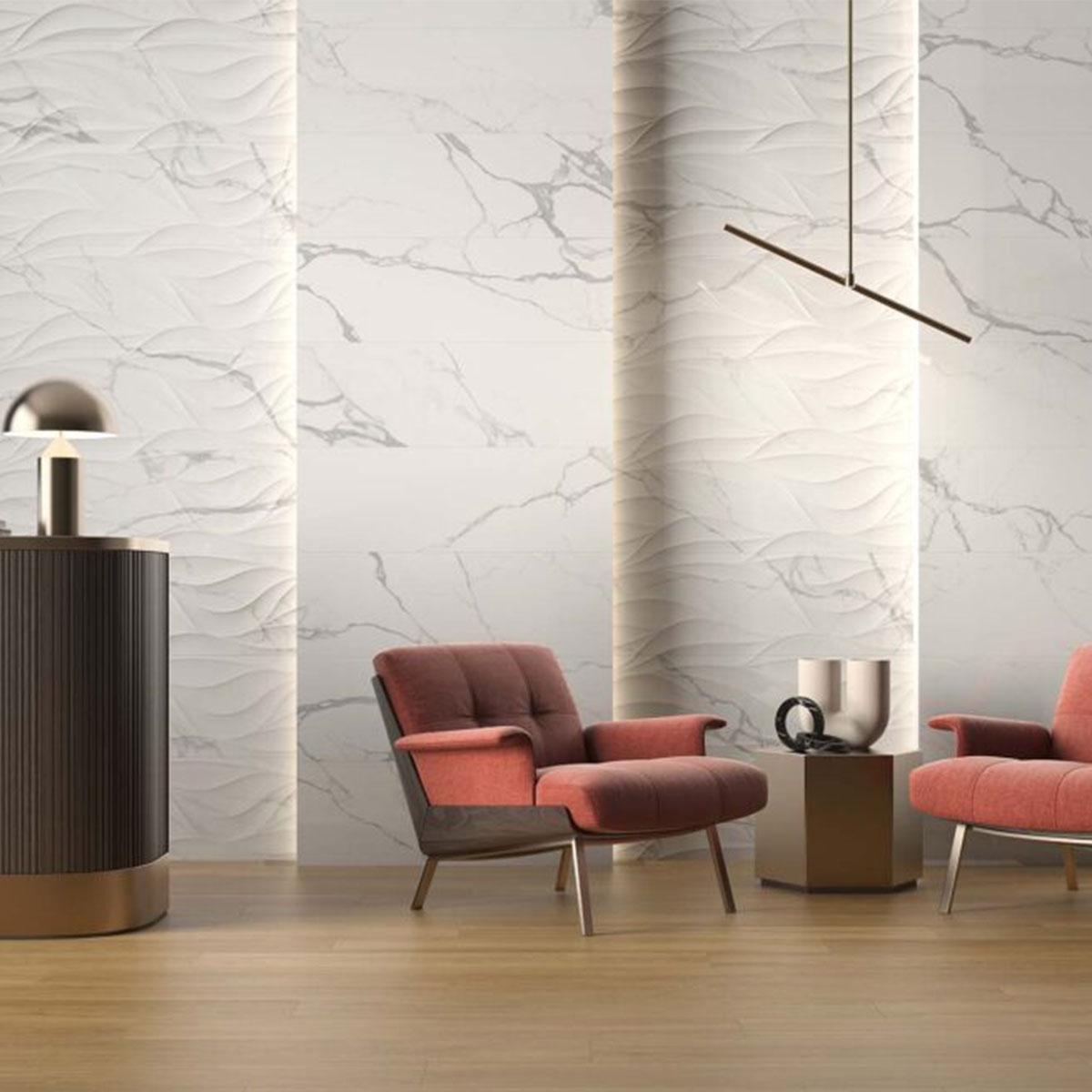 Sala con Revestimiento Artemisa P.B Blanco 33.3x100