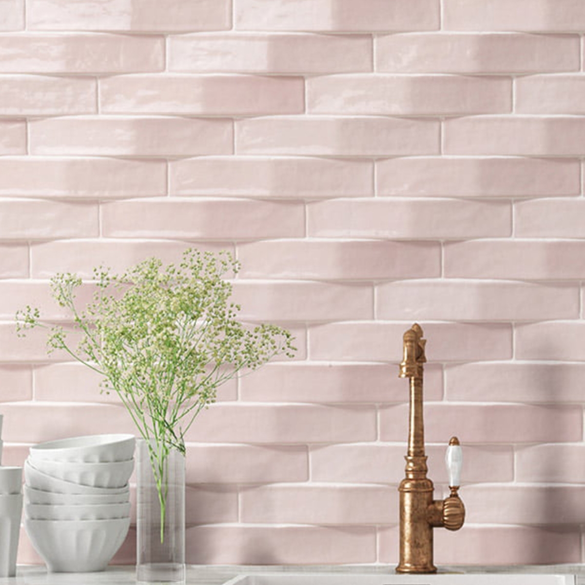 Interior com Revestimento Convexo Mix Rose 5x25