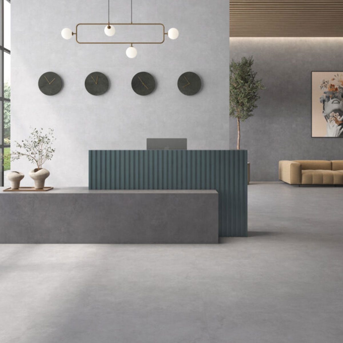 Sala de Estar com Pavimento Talo Perla 60x120