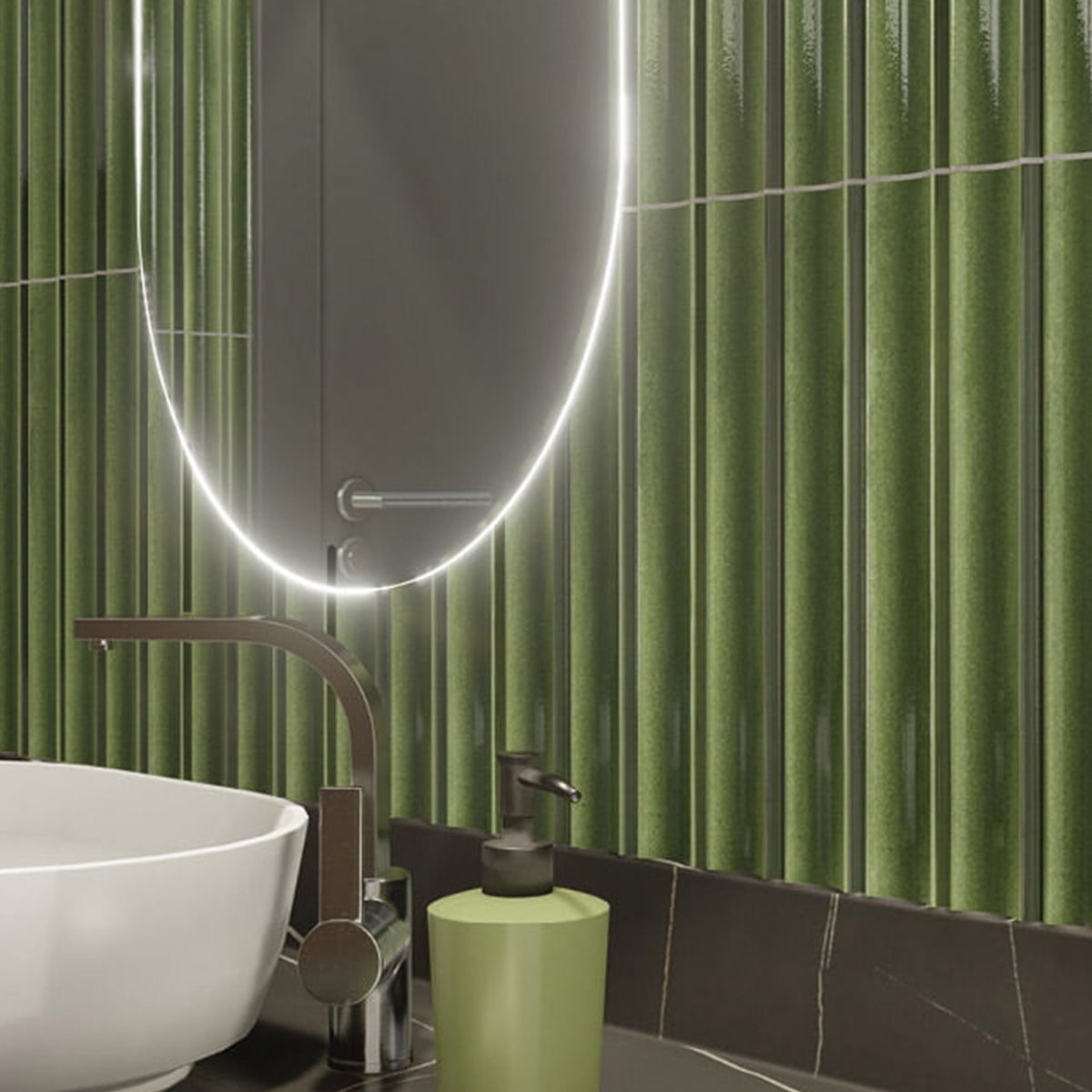 Casa de banho com revestimento Jazz Green 17x40 (Caixa 0,68m2)