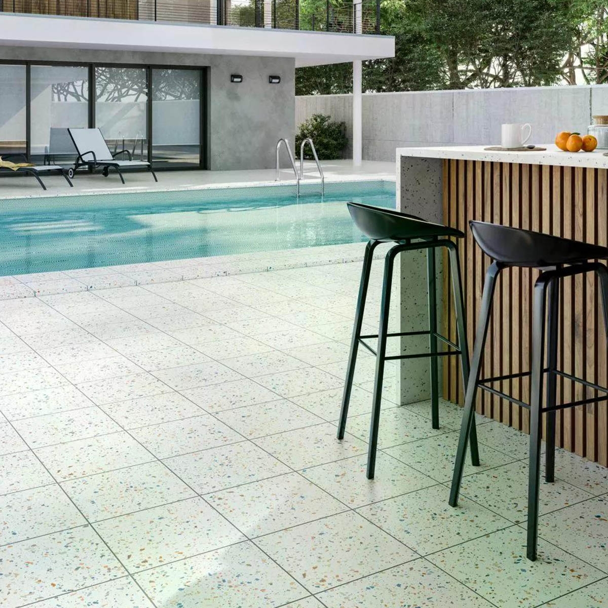 Exterior con Pavimento Carnival Color Antideslizante 32.9x32.9