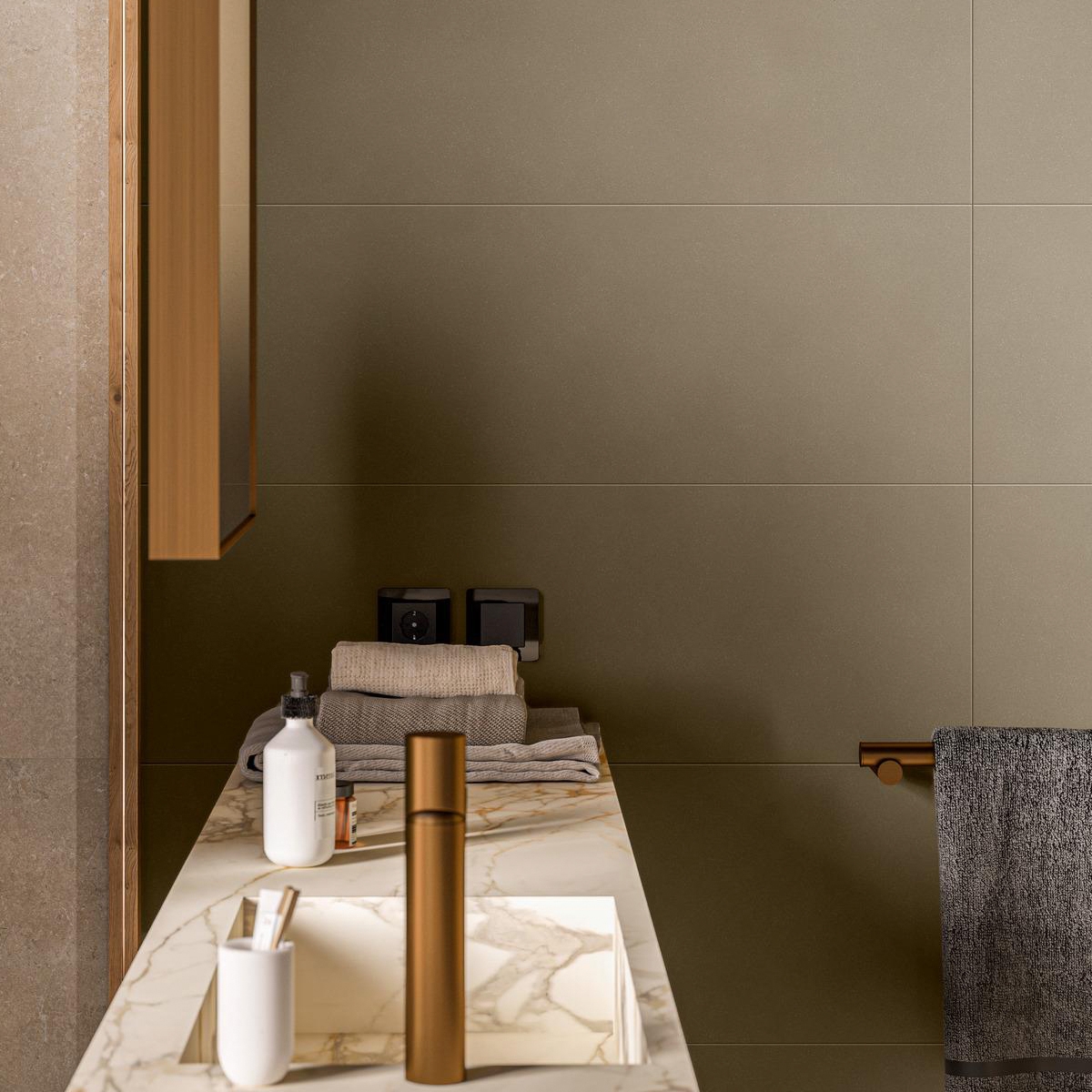 Interior com revestimento Momenti Tabacco 40x120