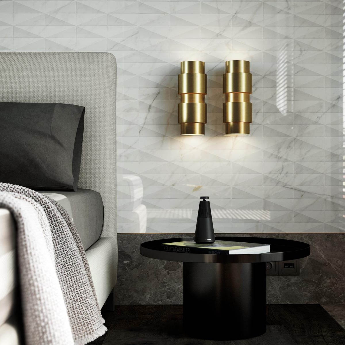 Raum mit Allmarble Golden White Lux Struttura Pavè 3D-Beschichtung