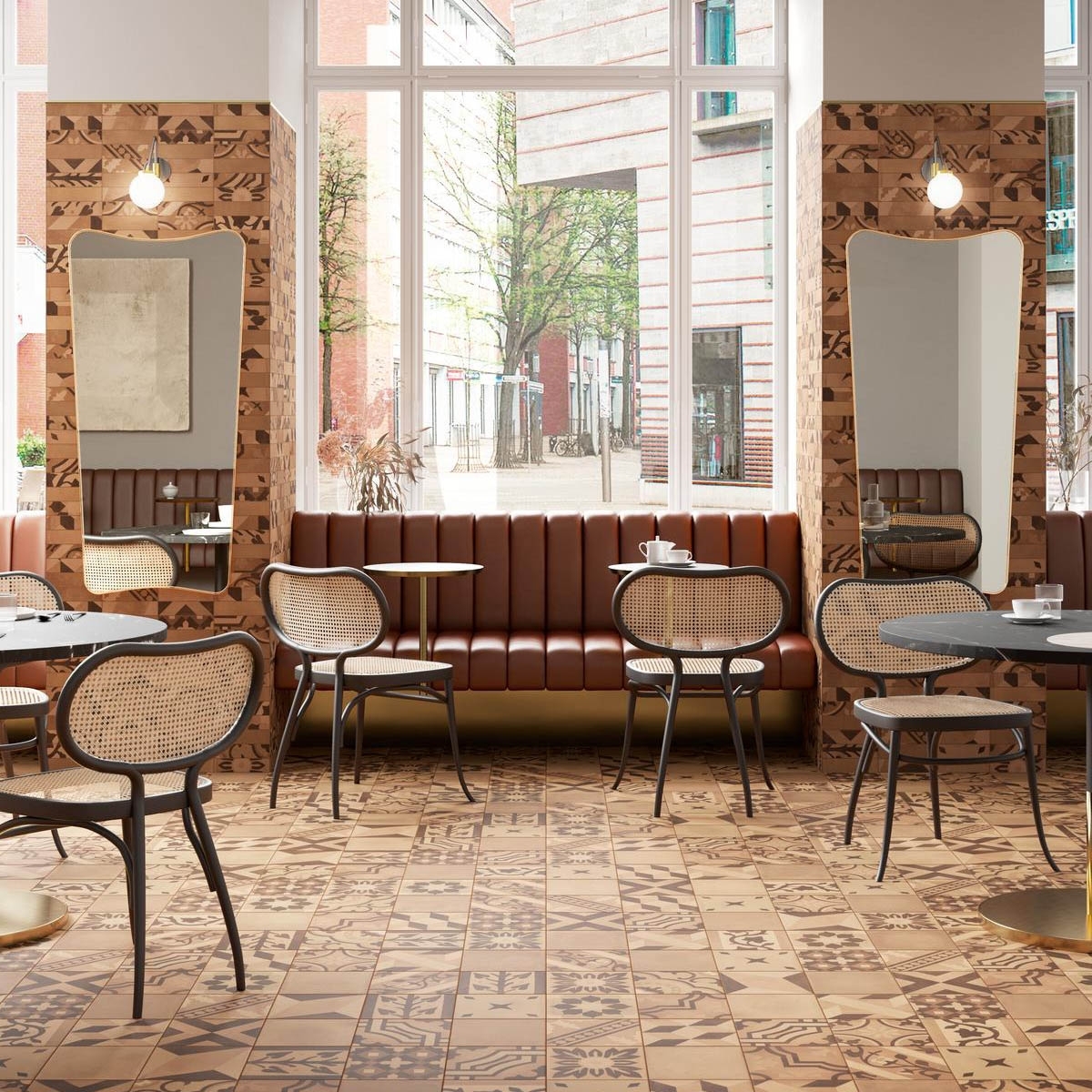 Restaurante con Pavimento D_Segni Blend Terra Antideslizante 20x20