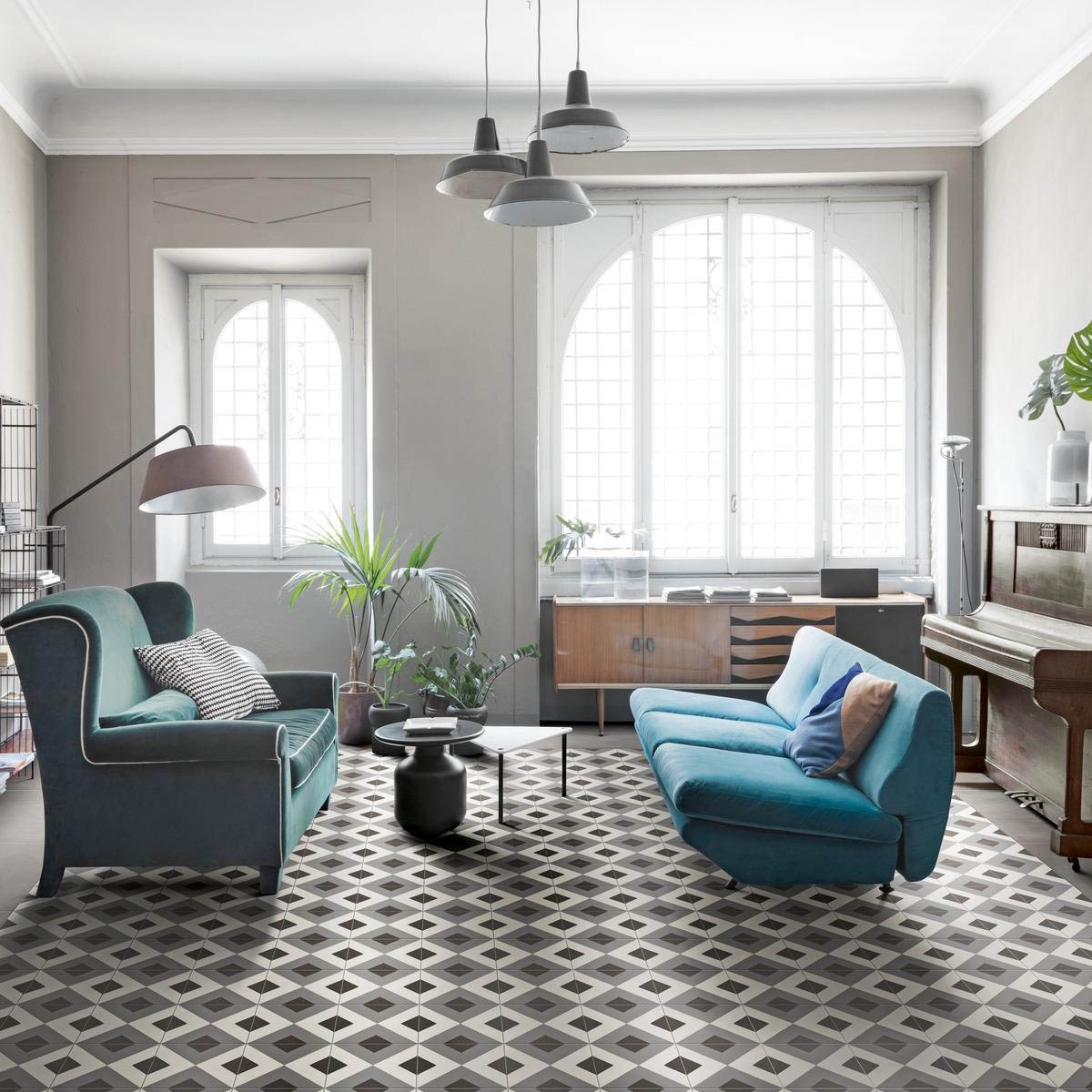 Sala con Pavimento D_Segni Tappeto Macro 1 Freddo 20x20