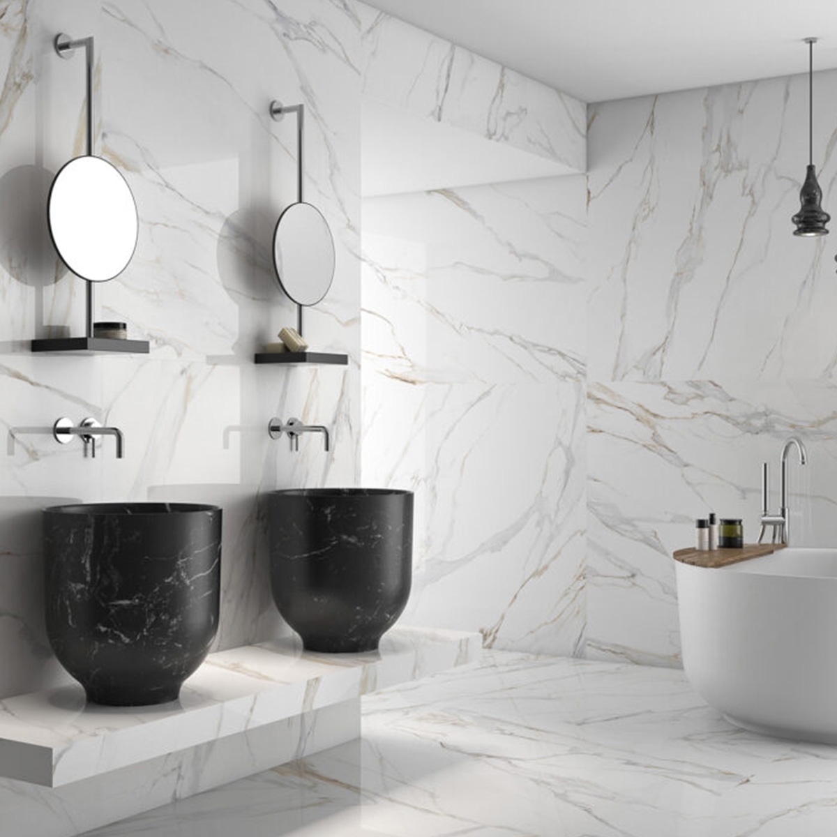 Bathroom with Aurora Gold Polished Floor and Coating 120x120