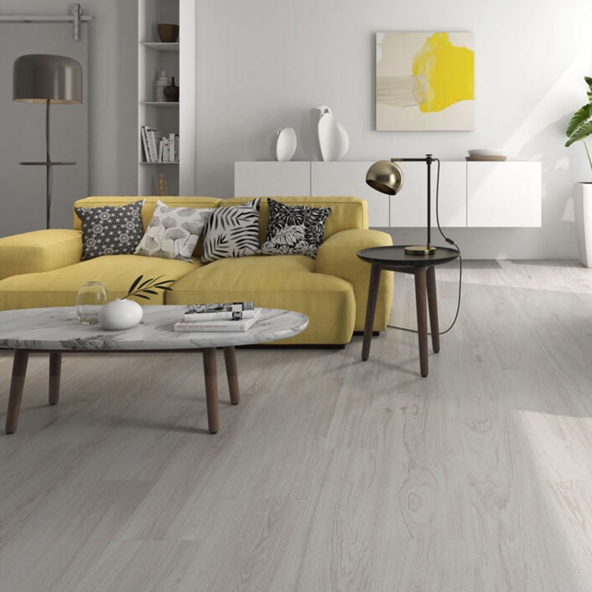 Sala con Pavimento Bellver Haya 25x100