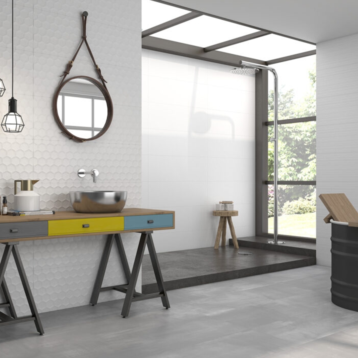 Bathroom with Glossy White Coating 30x90 (Box 1.35m2)