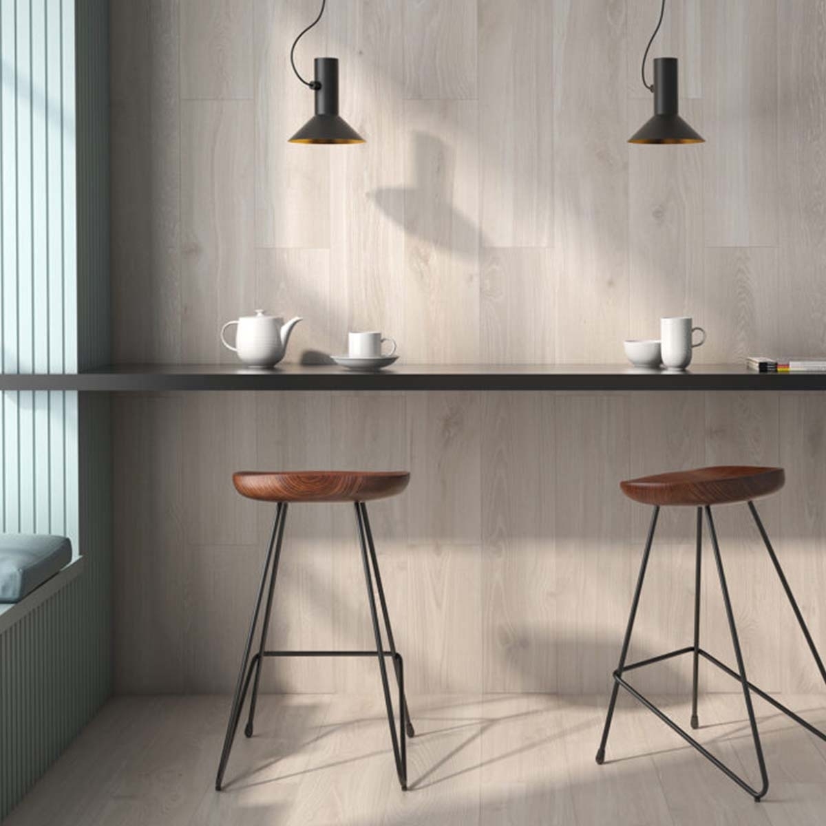 Cafetería con Pavimento Borneo Almond 20x120