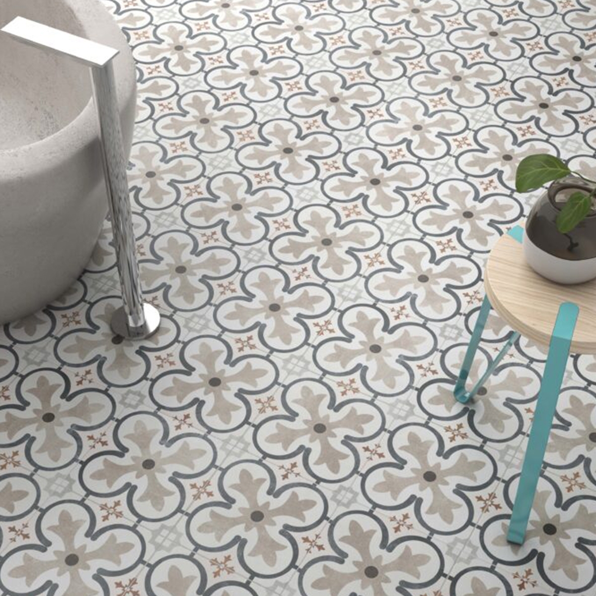 Intérieur avec pavement de boulevard beige 45x45