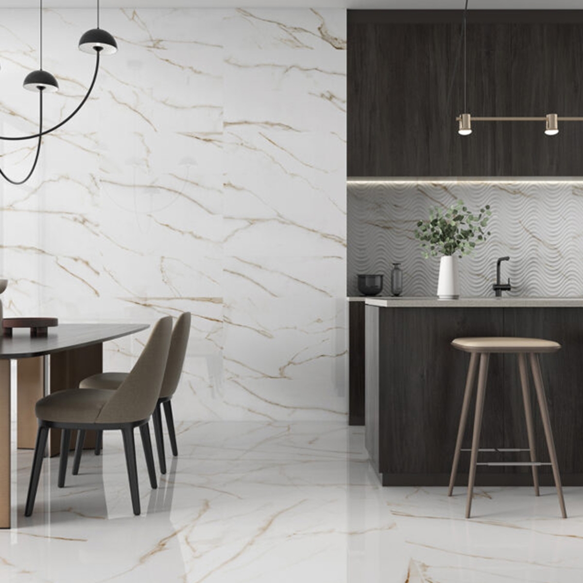 Interior with Brera Gold Polished Pavement 60x60