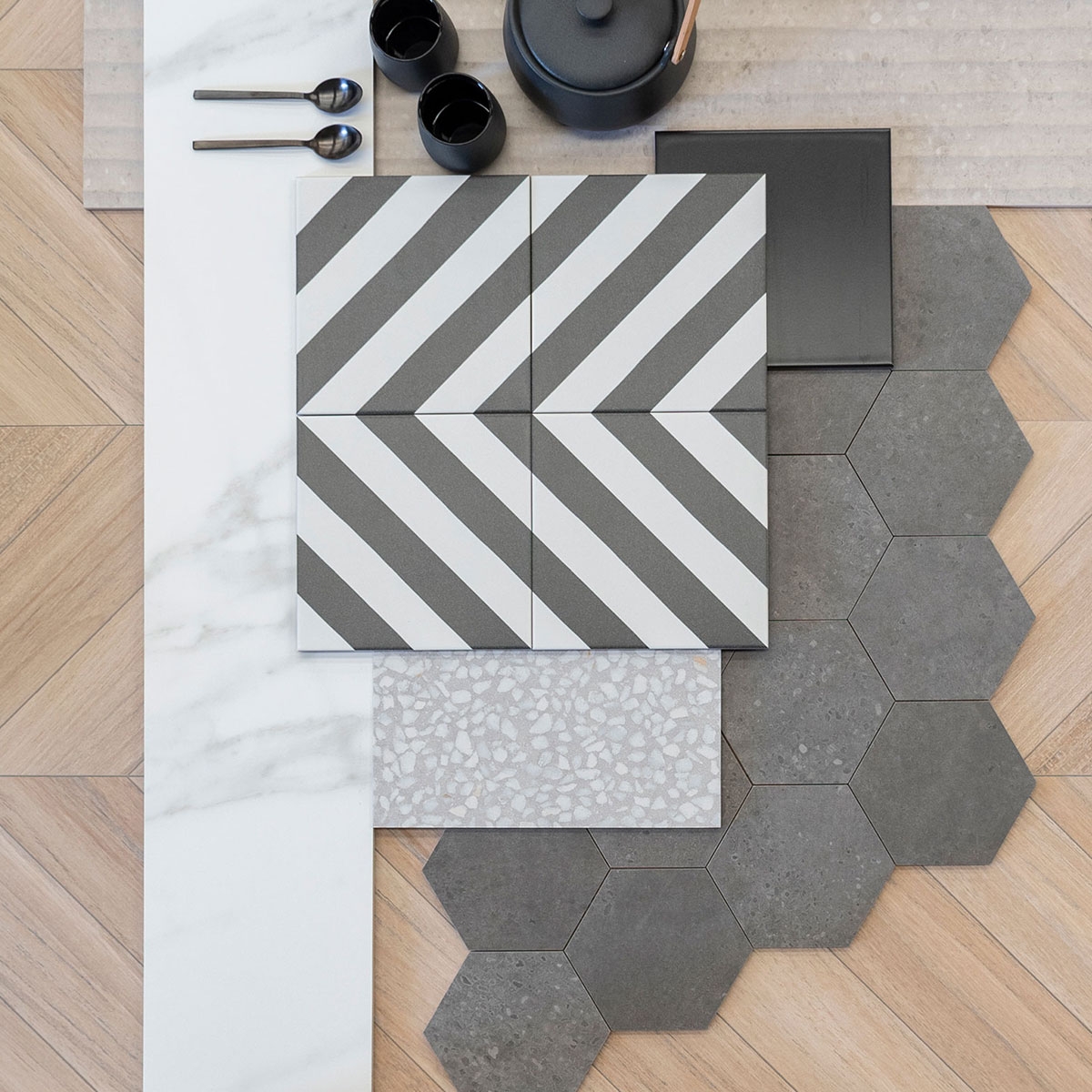 Cement imitation Mosaic Bangkok Graphite 35x28 flooring