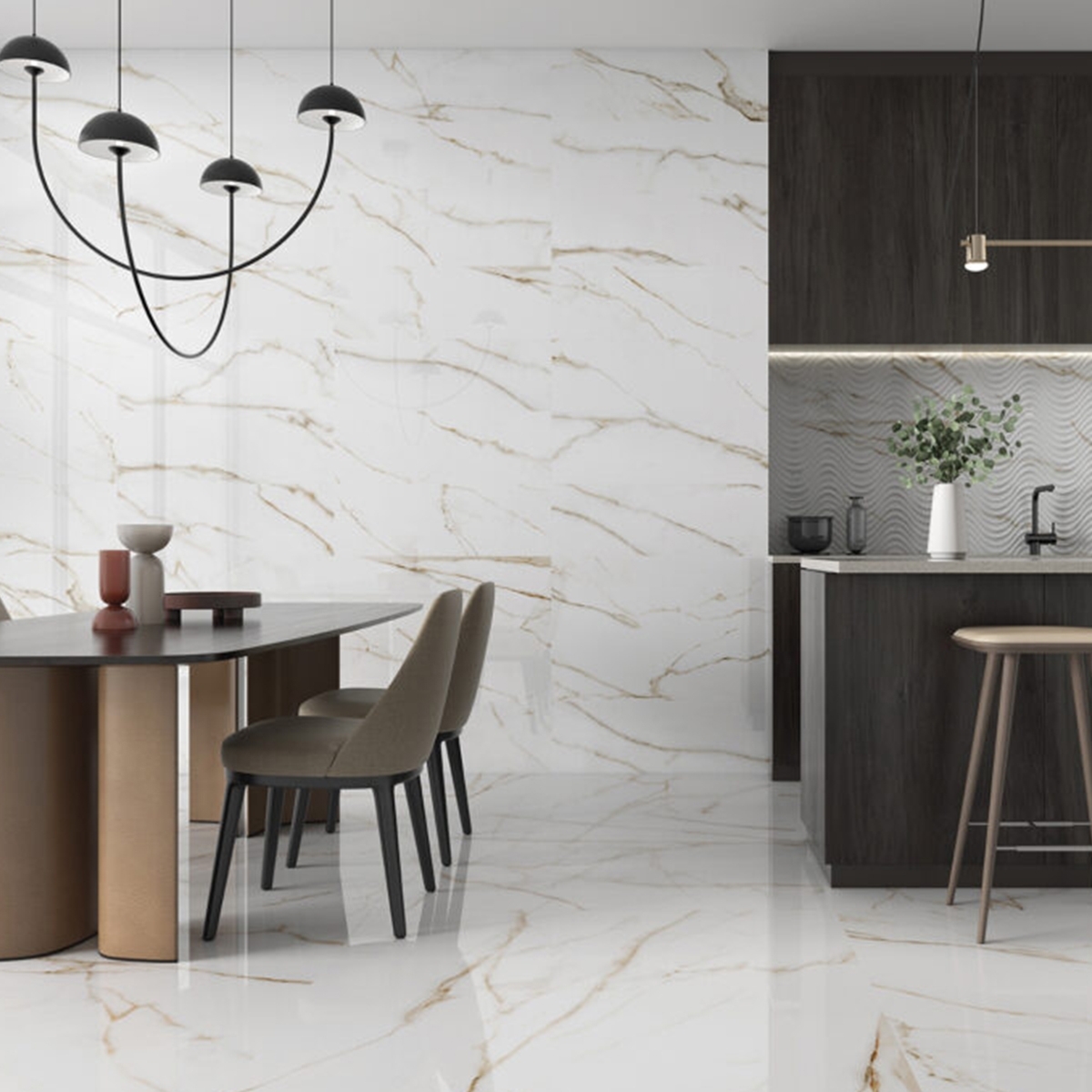 Brera Relief Gold Kitchen with Coating 30x90