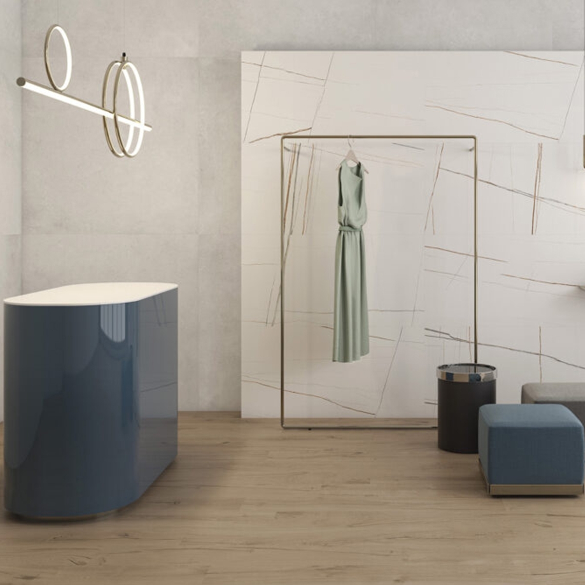 Interior con Revestimiento Carnaby Blanco 120x120