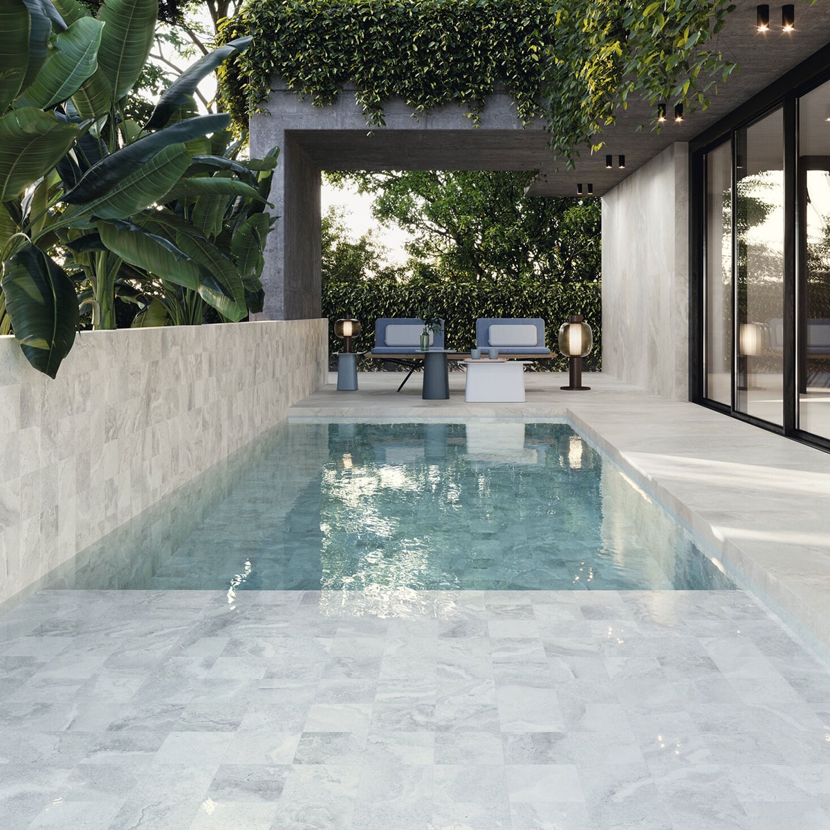 Exterior com pavimento antiderrapante Cross White 60x120