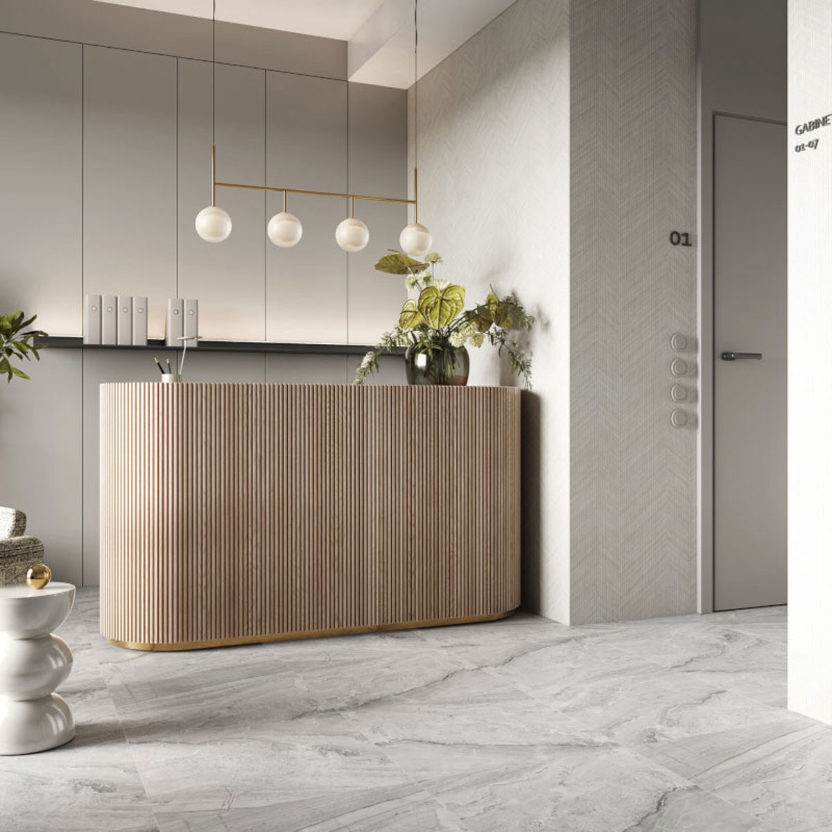 Intérieur avec sols SPC Ash Grey 60x60 (Boîte 1,44m2)