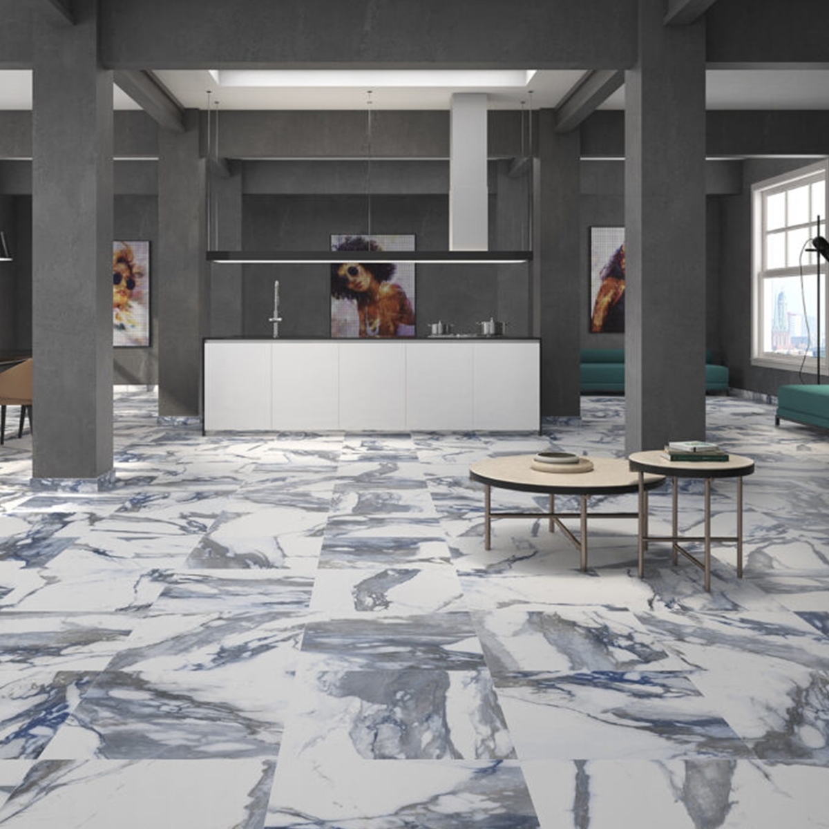 Interior con Pavimento Crash Blue 60x60