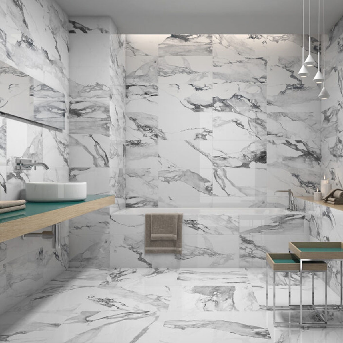 Baño con Revestimiento Crash Blanco Pulido 30x60