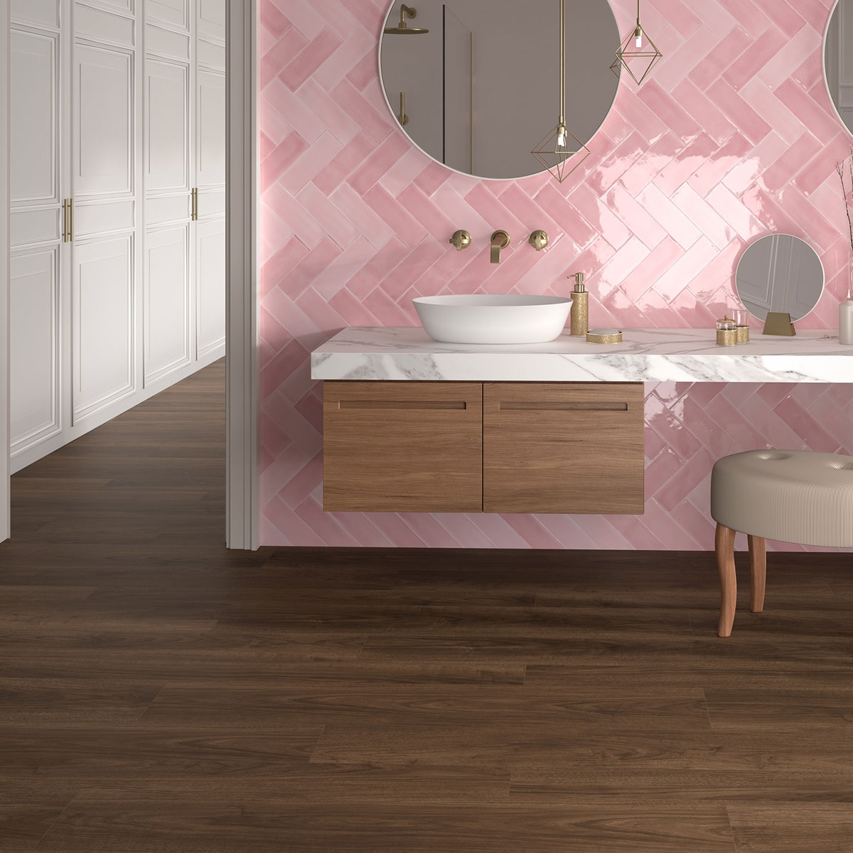 Bathroom with flooring T Profile Dark Walnut Non-slip 4.5x240