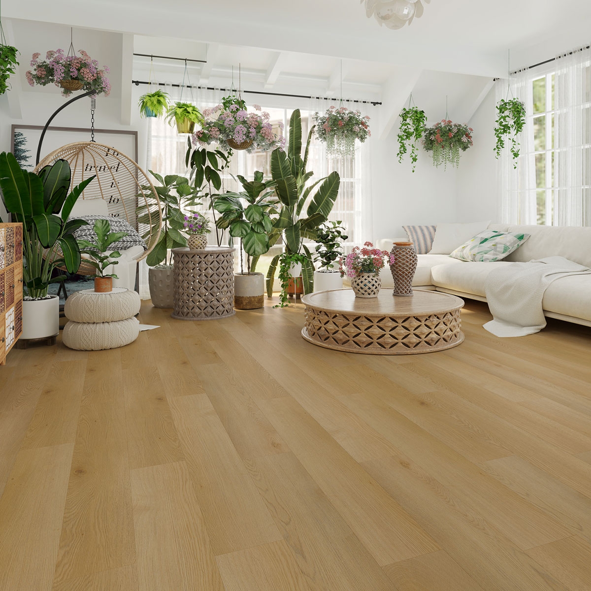 Intérieur avec revêtement de sol Rovere Miele Antidérapant 22,8x152,4