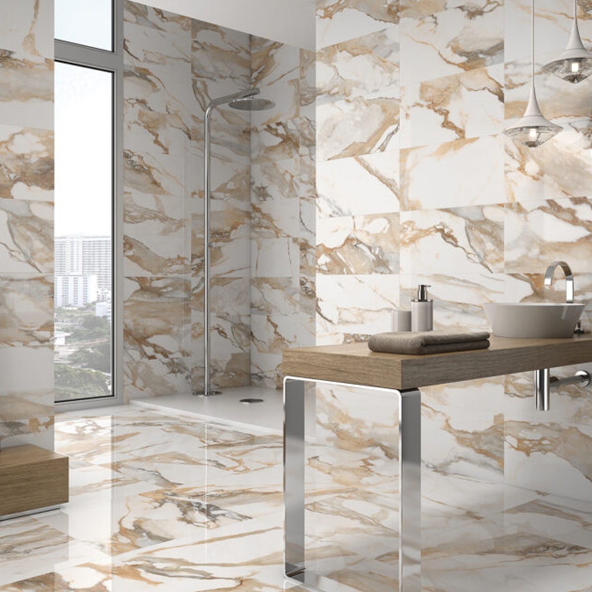 Baño con Revestimiento Crash Beige Pulido 30x60