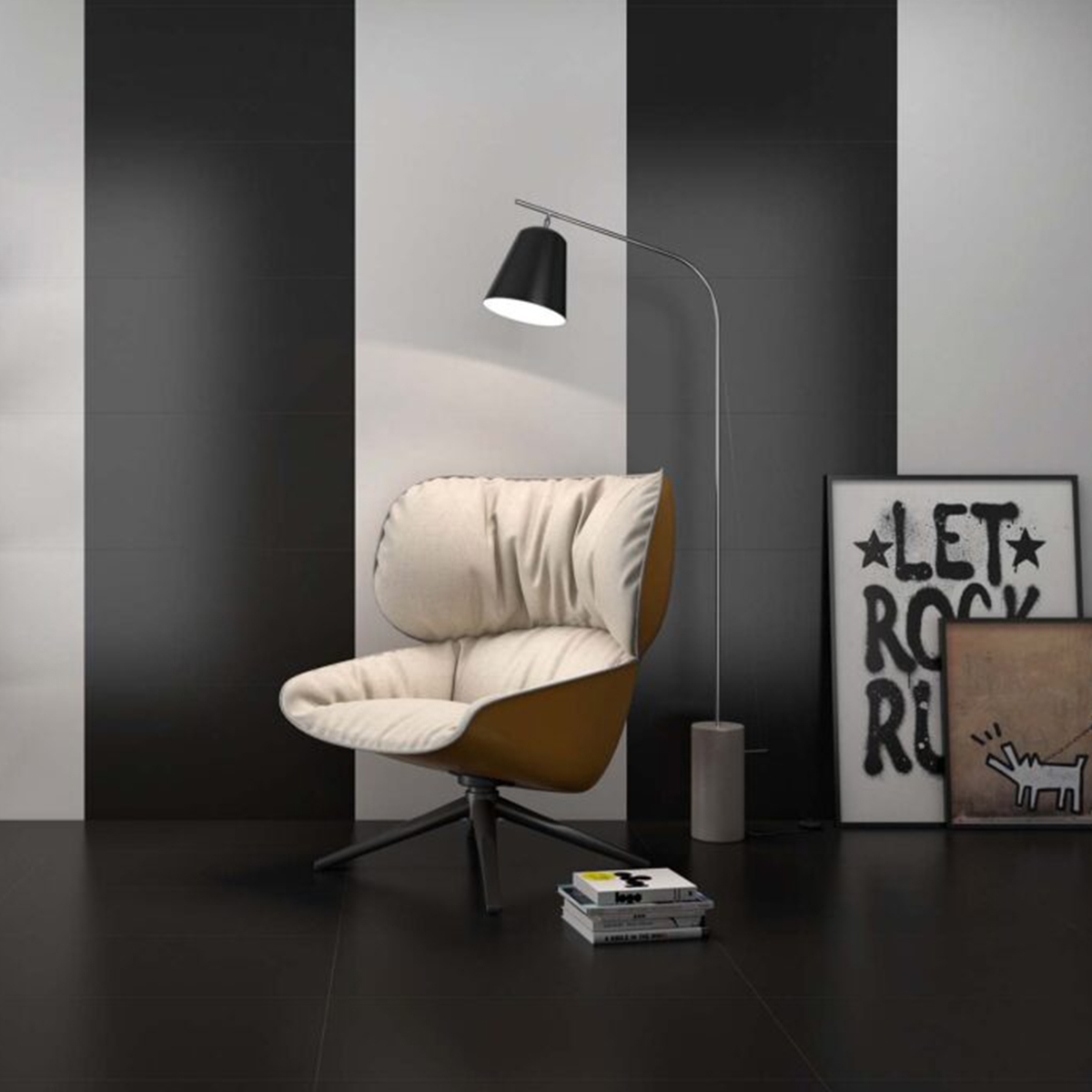 Interior con Revestimiento Cromatic Black 60x120