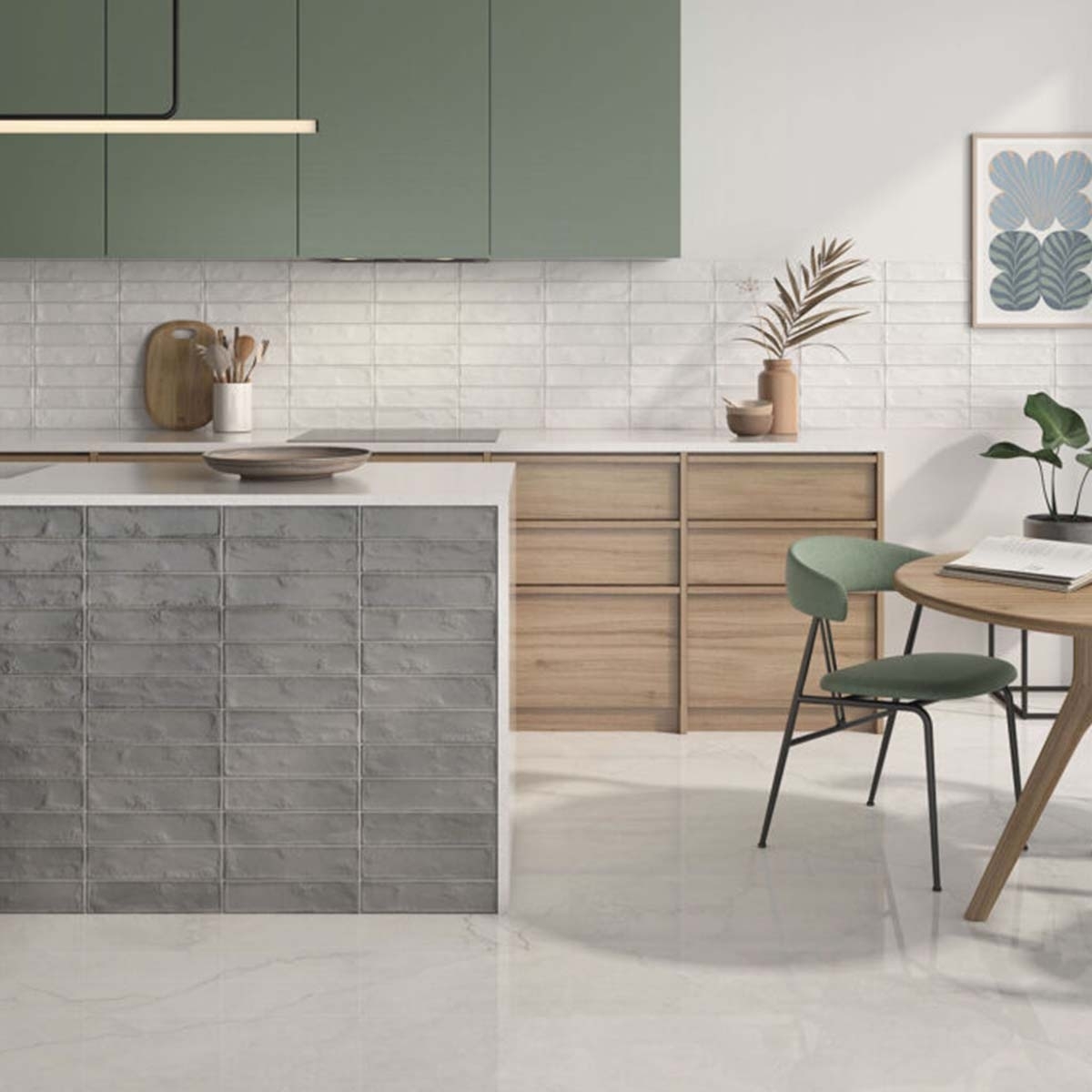 Cronos Polished White Kitchen with Flooring 120x120