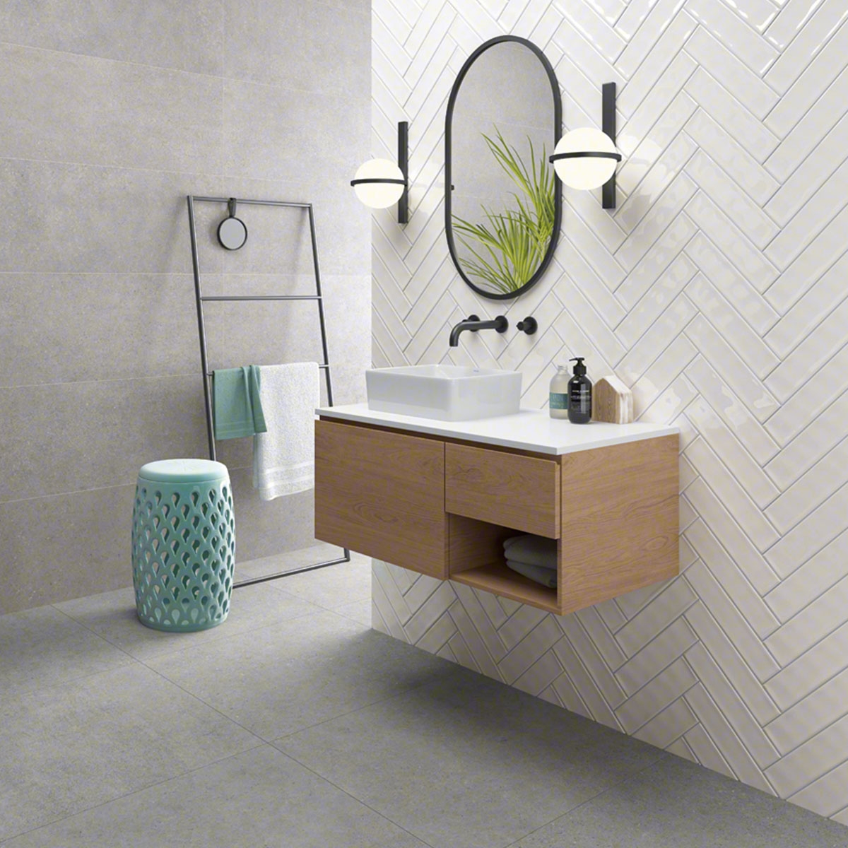 Bathroom with Kamala-R Graphite coating 45x120