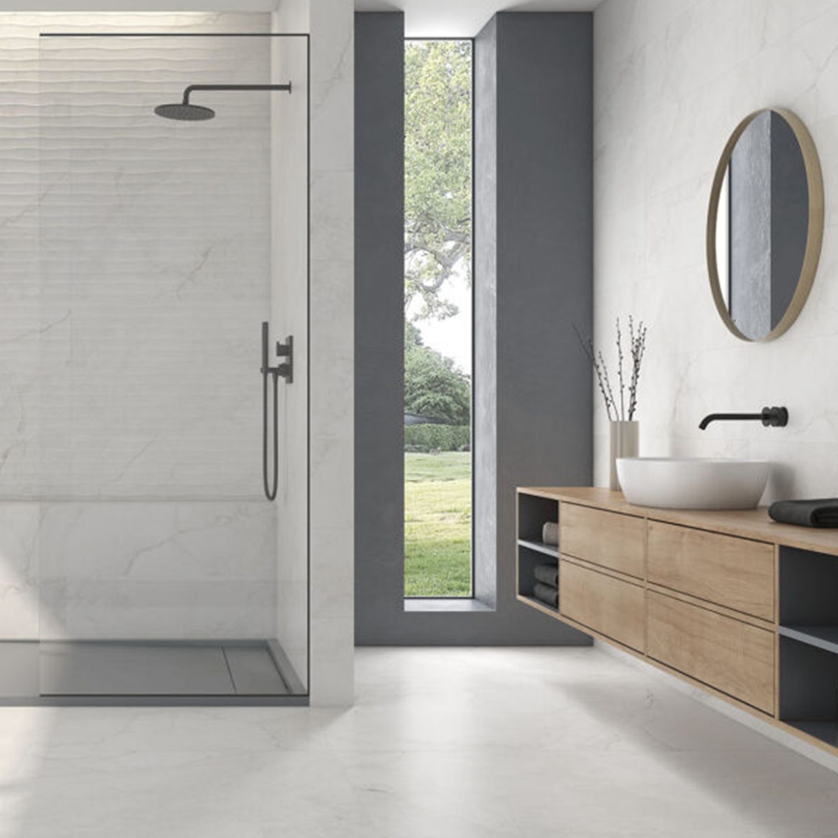 Baño con Pavimento Cronos Blanco 90x90