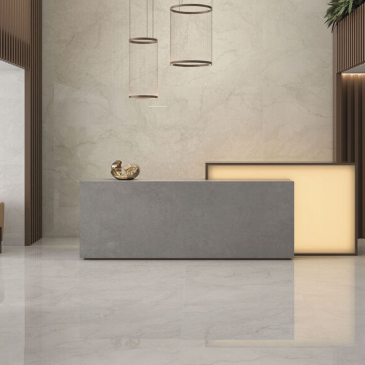 Intérieur avec Cronos Polished White Pavement 60x120