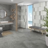 Baño con pavimento Lambda Cemento 60x60