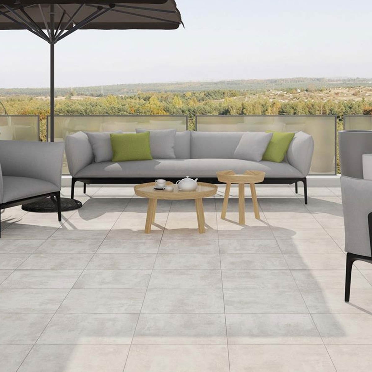 Terrasse avec chaussée grise dynamique 45x45