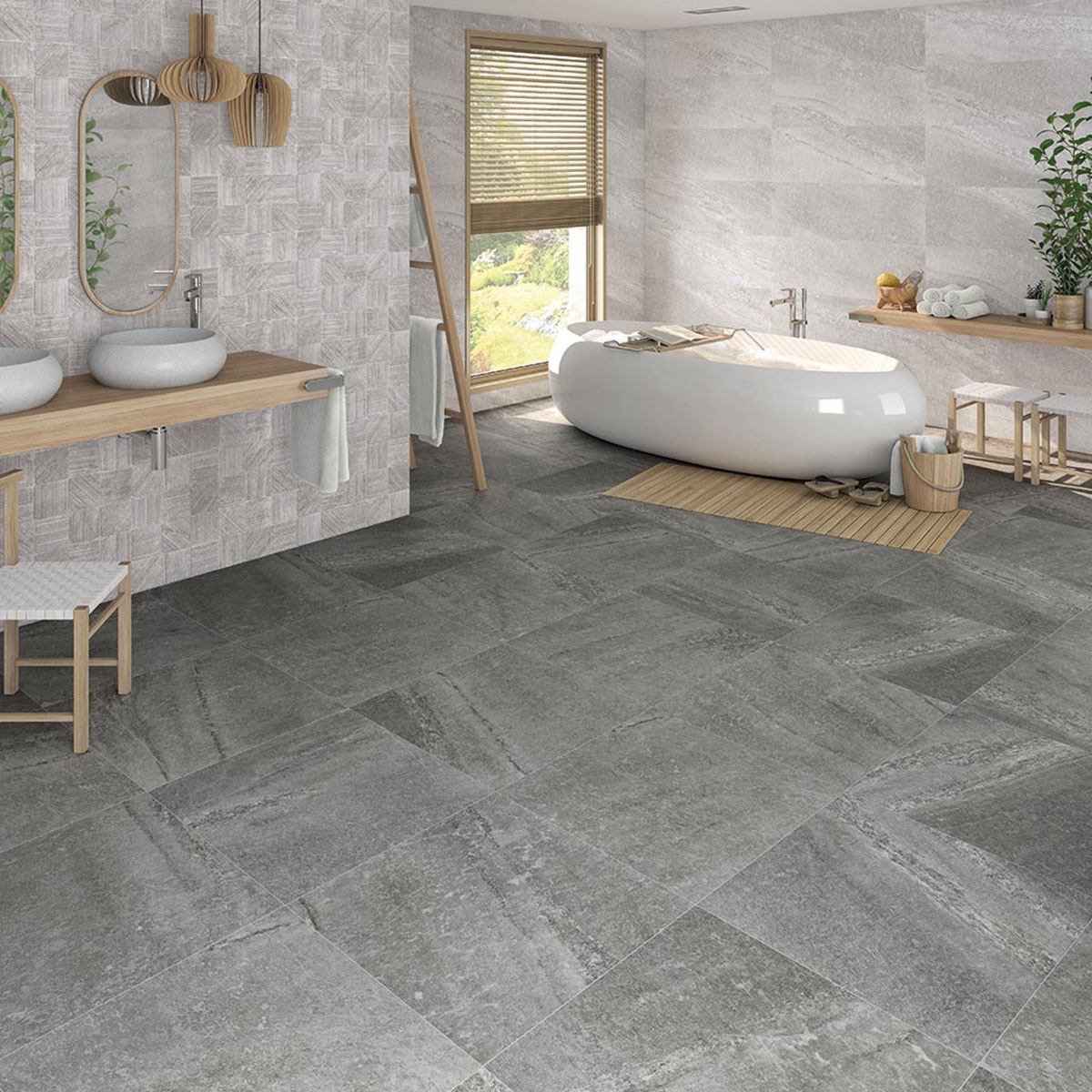 Baño con revestimiento Rho Zafora-R Gris 32x99