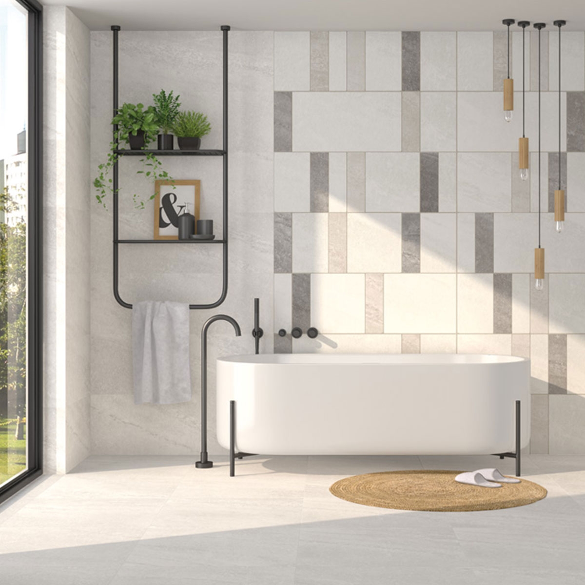 Casa de banho com revestimento branco Rho Furnis-R 32x99