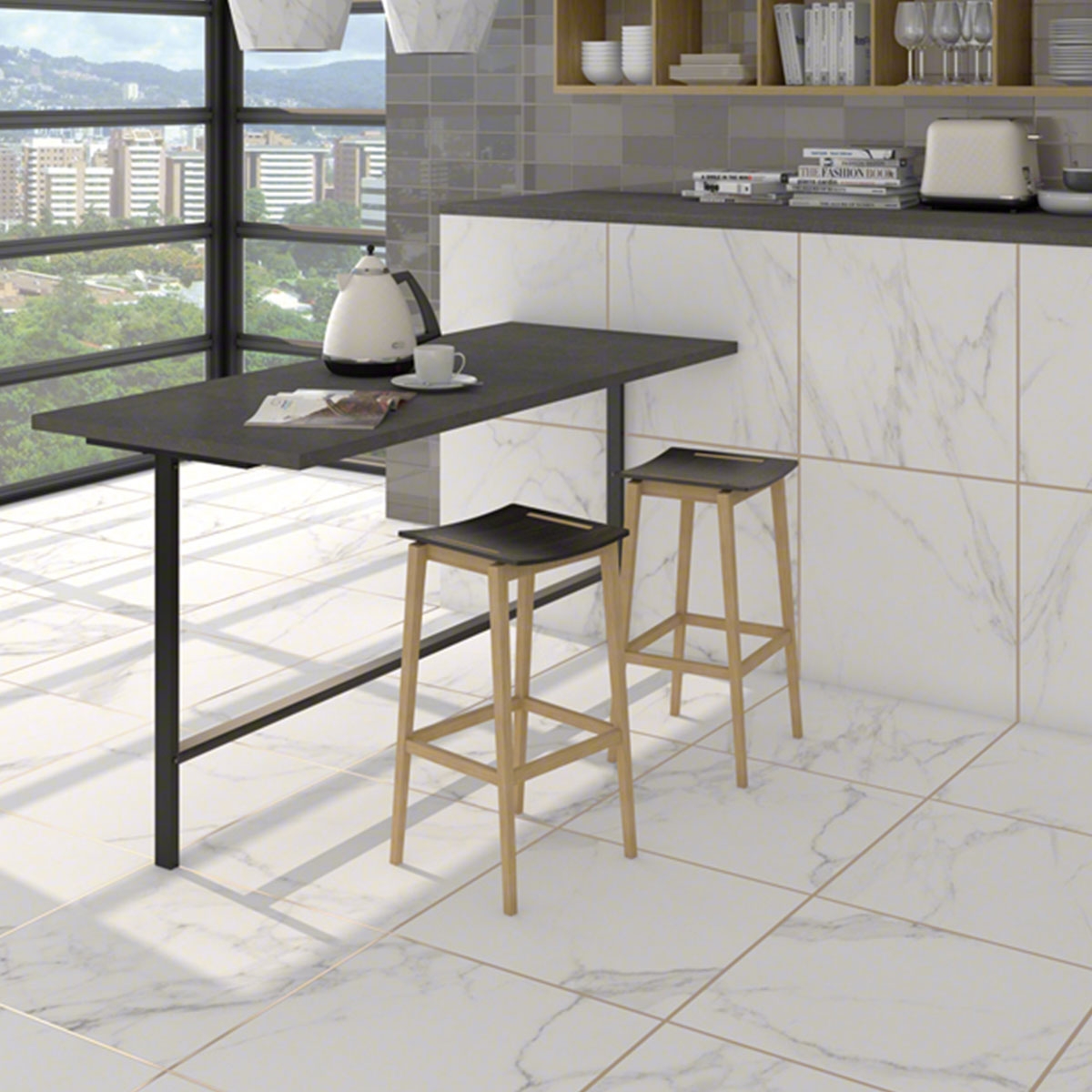 Innenraum mit Doney-R White Boden 59,3x59,3