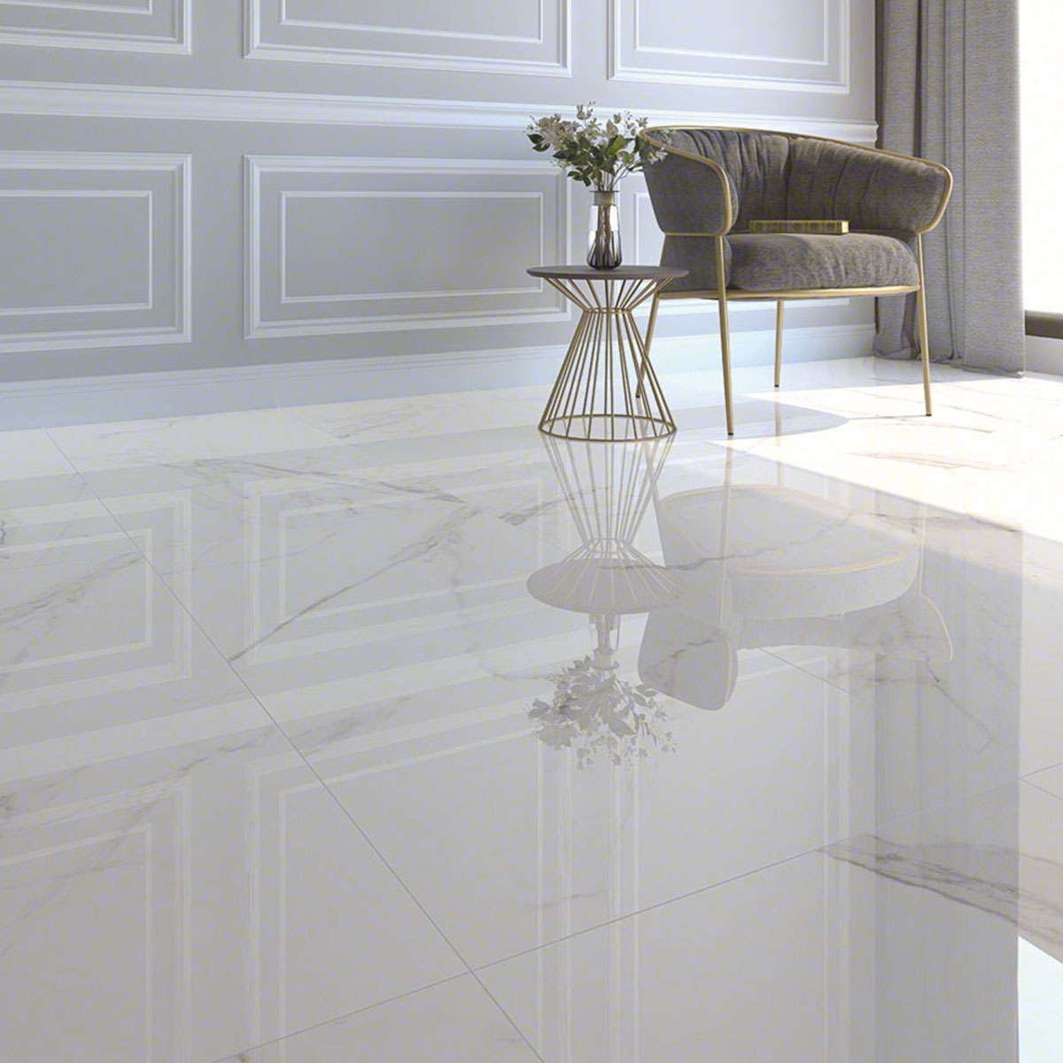 Interior with Doney-R White flooring 119.3x119.3