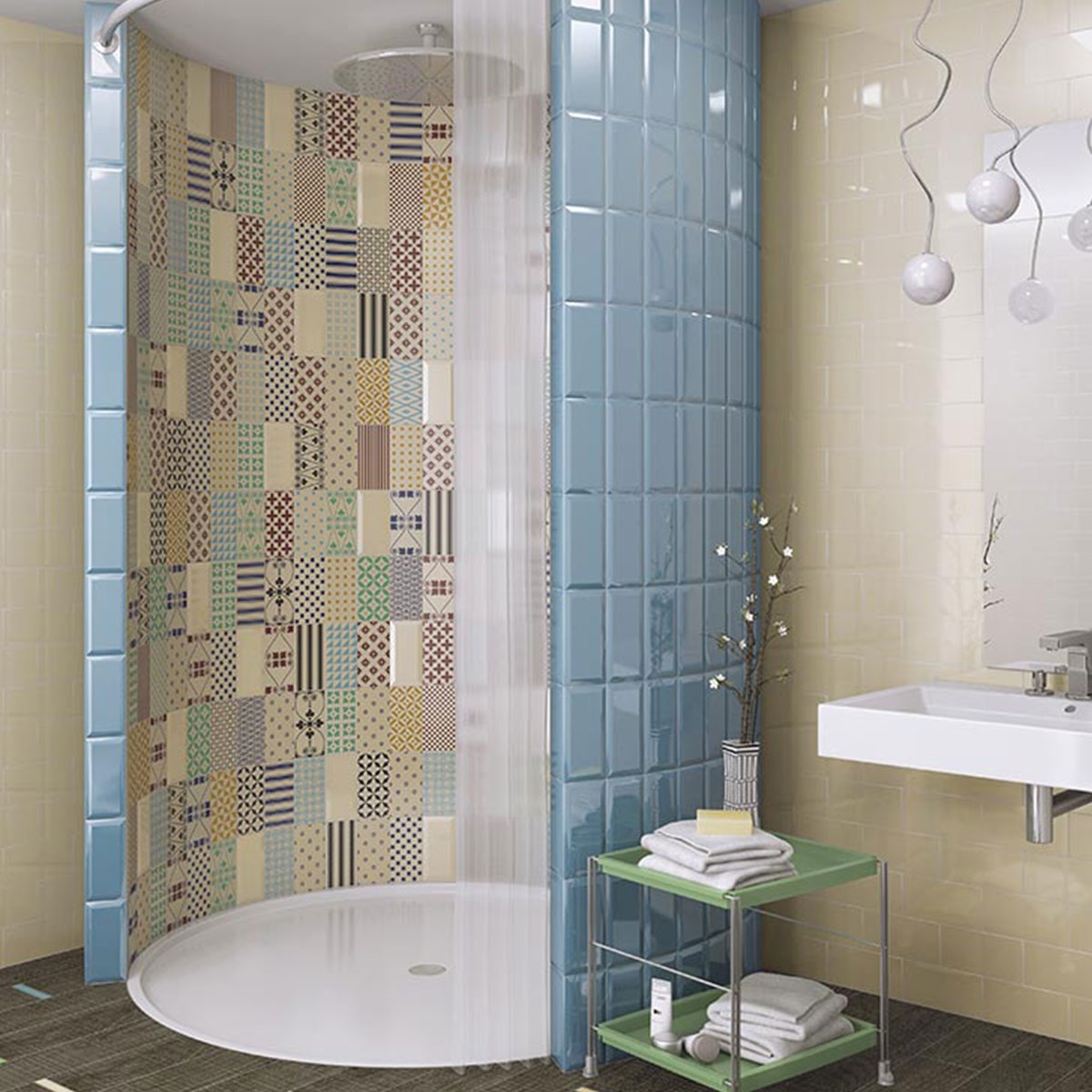 Bathroom with Mugat Celeste cladding 10x20