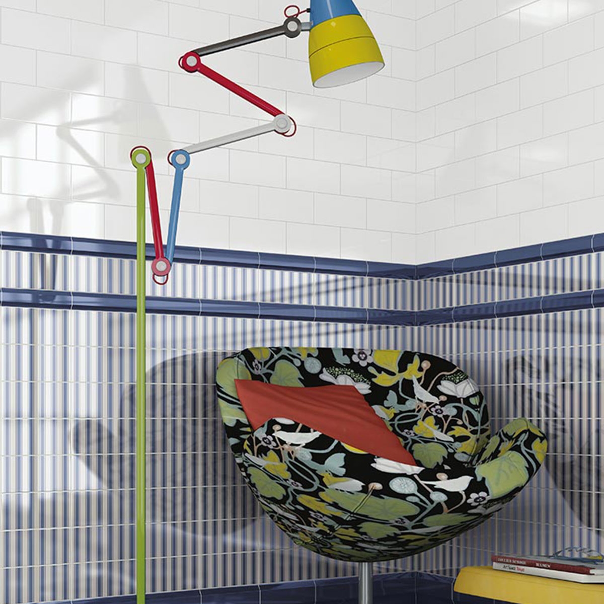 Interior com revestimento Mugat Lepic Navy 10x20