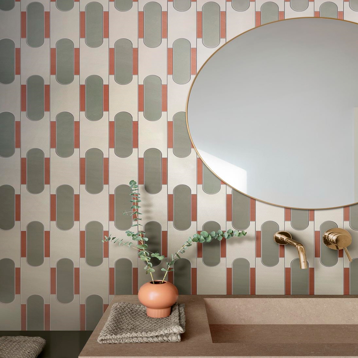 Interior con revestimiento Momenti Mosaico Puzzle Avorio 30,6x32,8