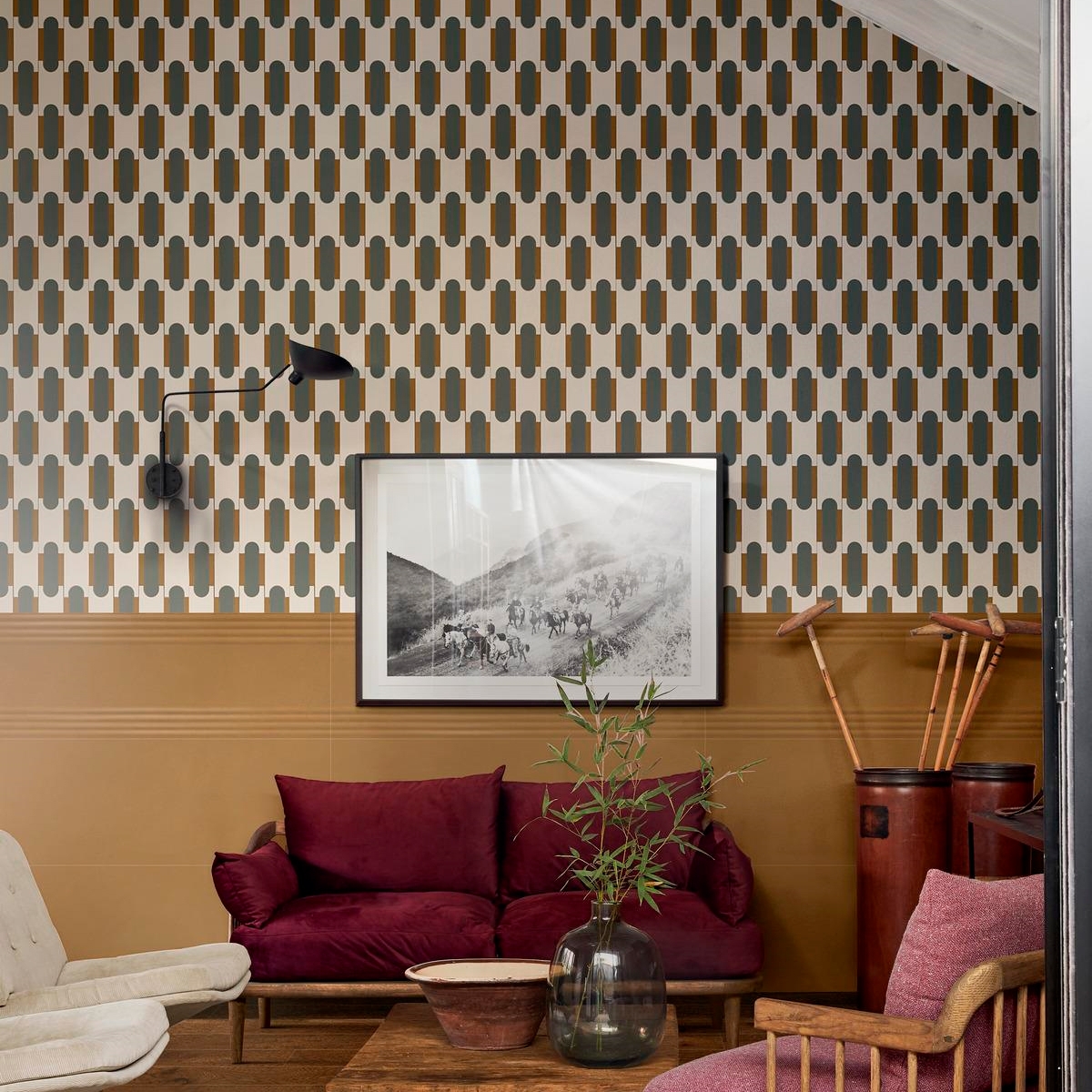 Interior with Momenti Mosaic Puzzle Bianco 30.6x32.8 wall tile