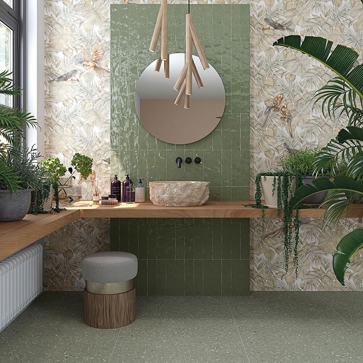 Badezimmer mit Javea Esmeralda Verkleidung 8x31,5