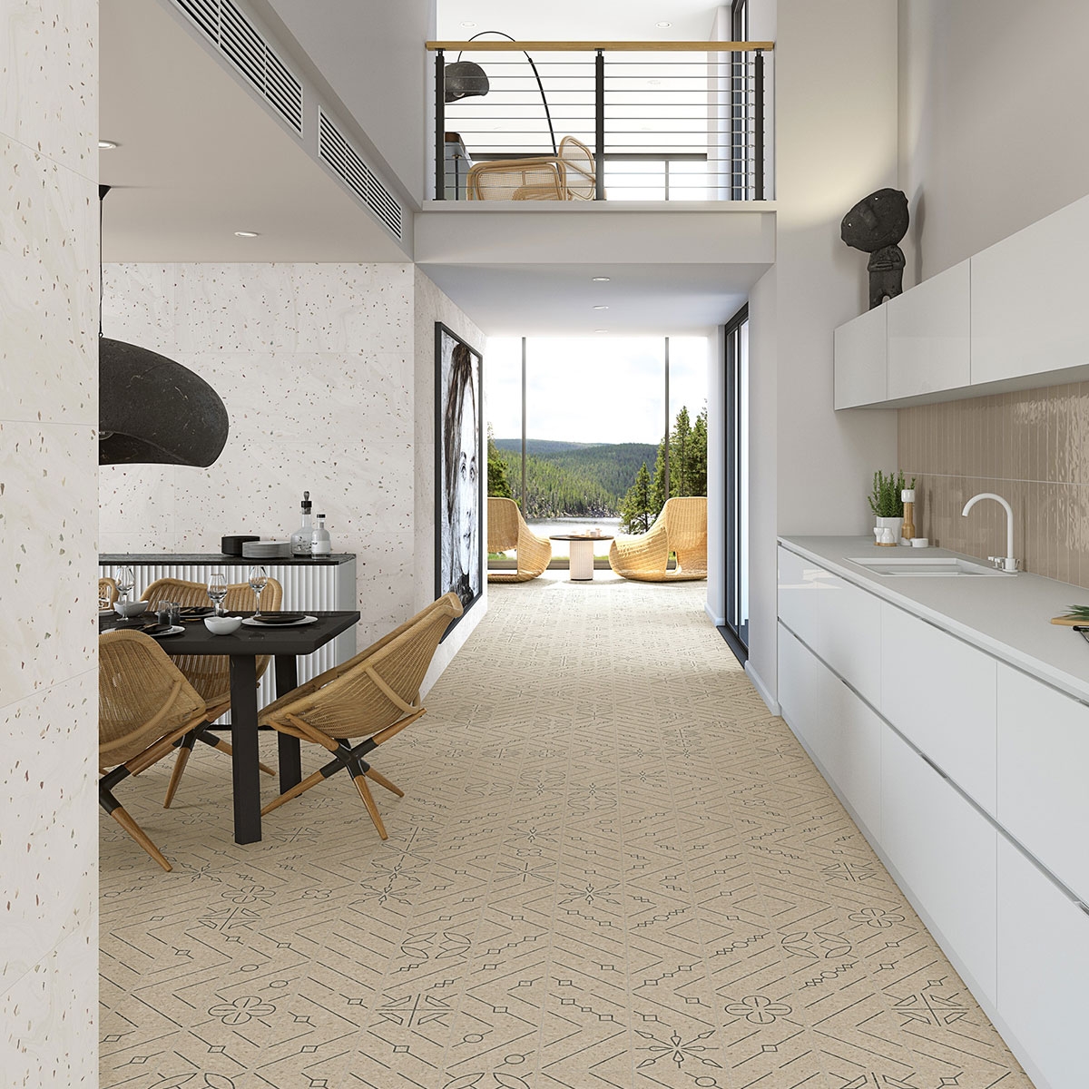 Innenraum mit Javea Beige Beschichtung 8x31,5 (Box 0,63m²)