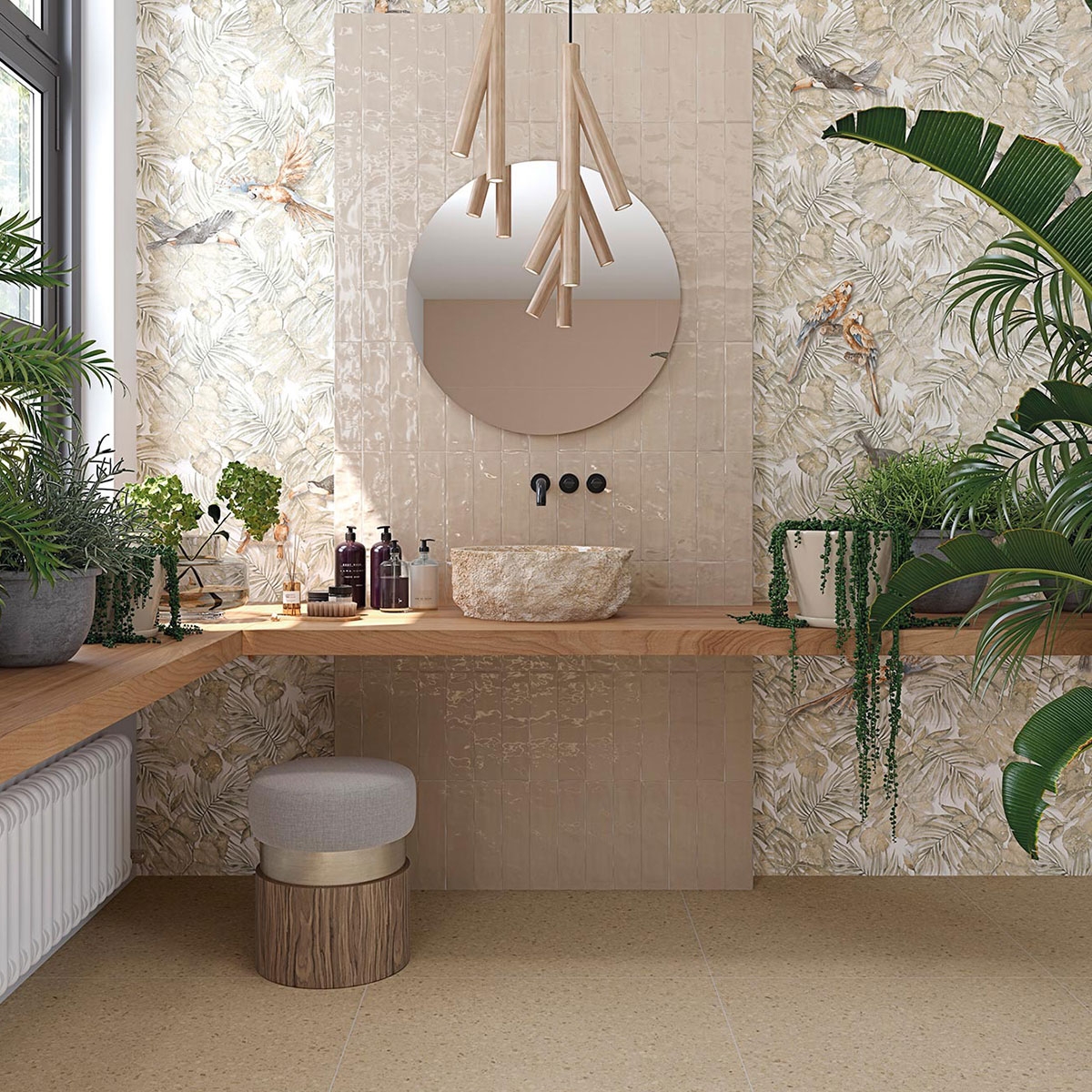 Casa de banho com revestimento Javea Beige 8x31,5