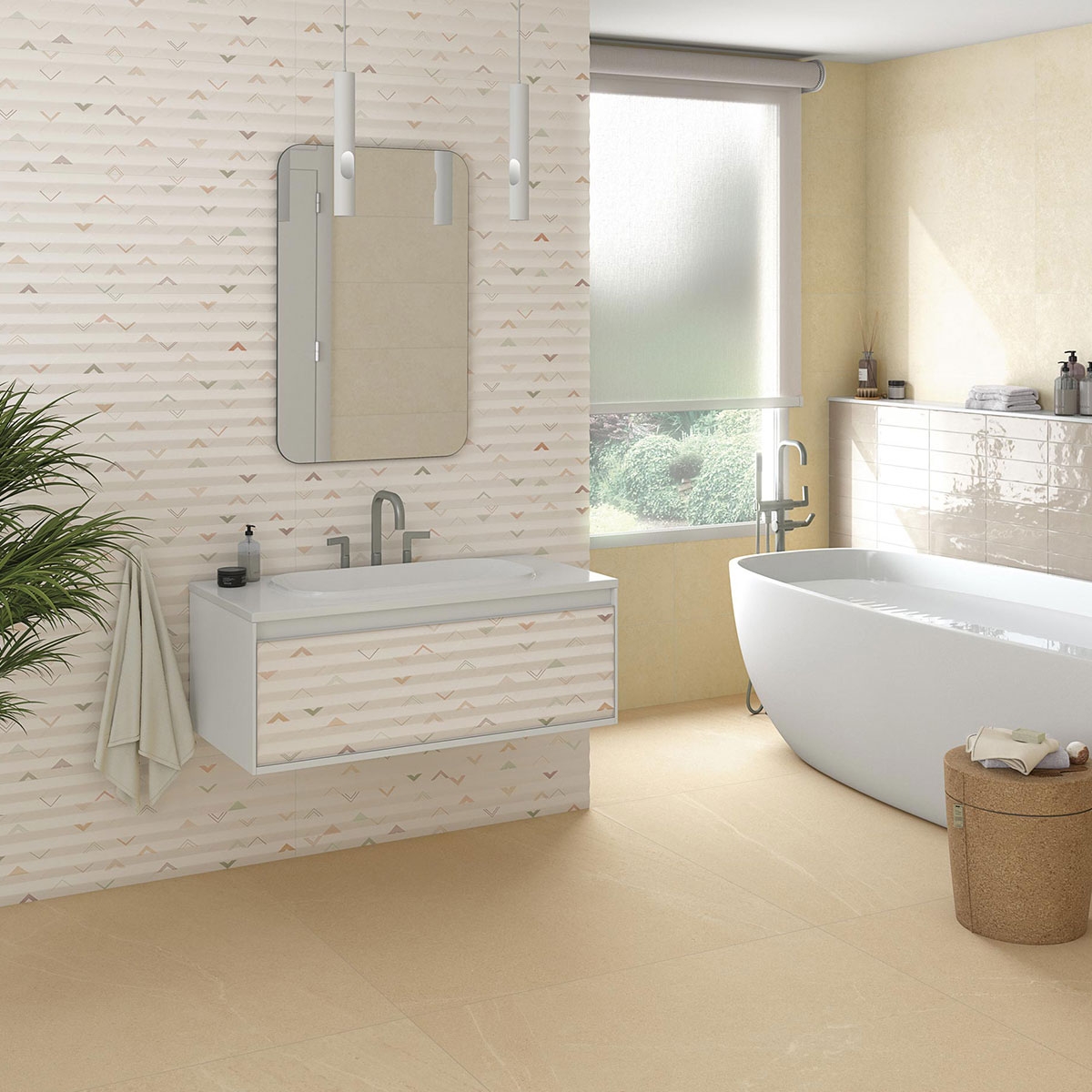 Badezimmer mit Javea Beige Verkleidung 8x31,5 (Box 0,63m²)