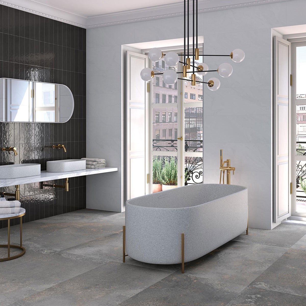 Bathroom with Javea Black Coating 8x31.5 (Box 0.63m2)